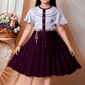 Girls Midi/Knee Length Casual Dress (Beige, Black, Full Sleeve)