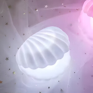 Beach Themed Pearl Shell Lamp, Bedside LED Ocean Nightlight
