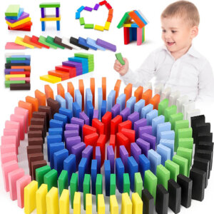 Colorful Wooden Domino Blocks Set Domino 120 pcs