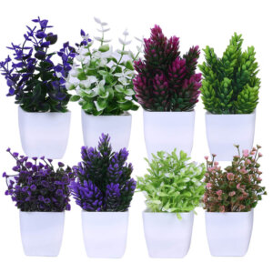 Artificial Plants with Pot | Realistic Looking Pack of 8