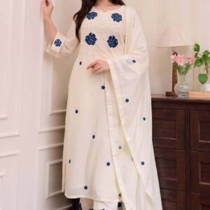 Designer Pure Cotton Embroidered Kurta Set for Women