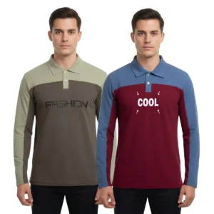Men's Premium Dual-Tone Polo T-Shirt Combo - Size L
