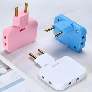 Universal Folding Travel Plug Adapter with Multi-Port Socket