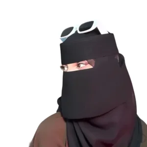 Niqab Short Nose Piece Plain Black Tie Hijab