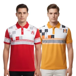 Men’s Premium Geometric Print Polo T-Shirt – XL Size