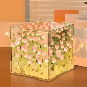 Handmade DIY Tulip Night Light Lamp with Flowers